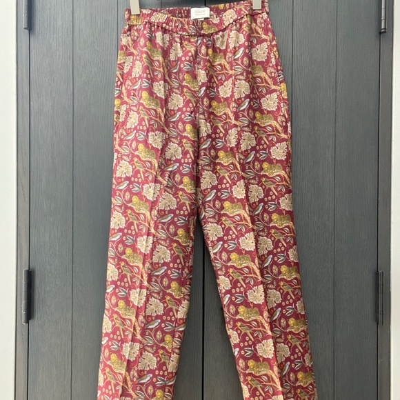 NWT Pull-on silk twill pant in jungle cat print - Picture 4 of 8